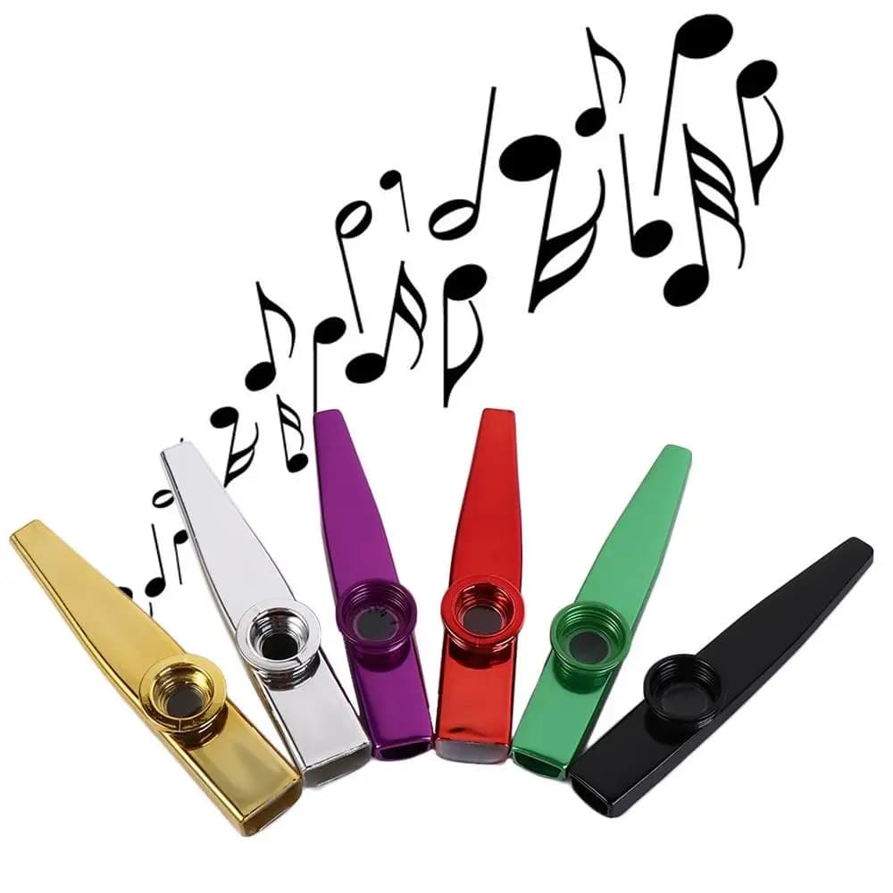 Aluminium Alloy Metal Kazoo Instruments Learn Easily Diaphragm Mouth Kazoos Durable Wear-resistant Musical Instruments Flutes