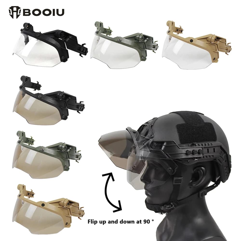 BOOIU Adjustable Tactical Helmet Guide OP Goggles Detachable FAST MICH Helmet Anti Fog and Anti Riot OP CS Protective Goggles