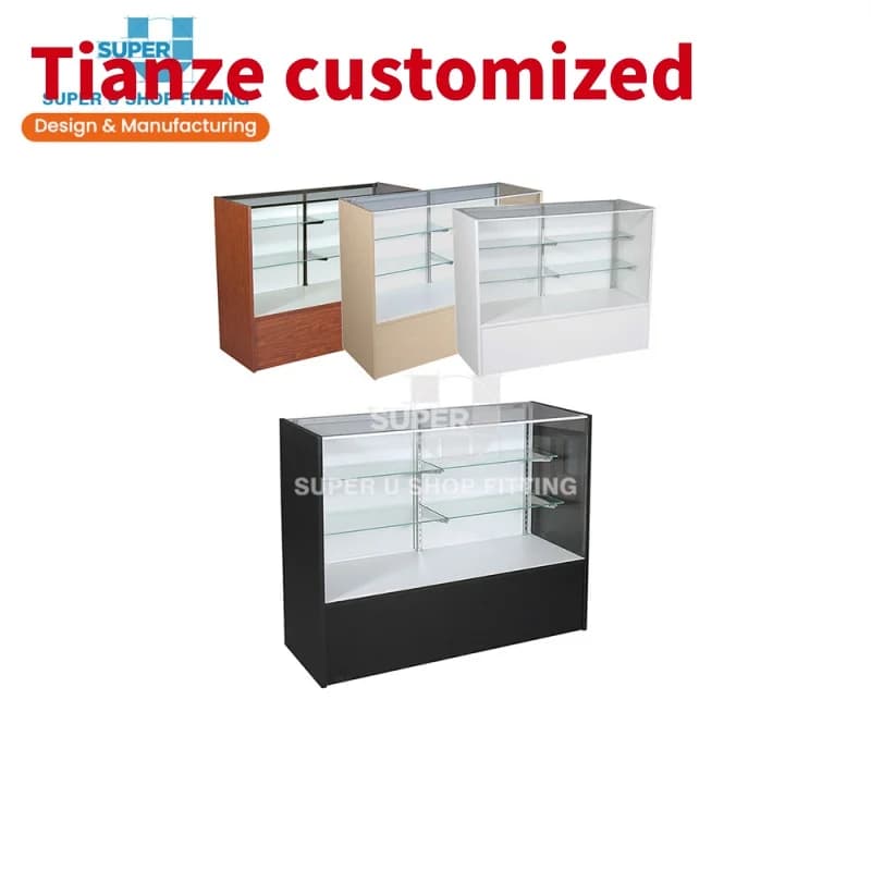 (customized)Customized Retail Shop Display Cabinet MDF Wood Store Counter Vitrine Shopping Mall Showroom Glass Display Show