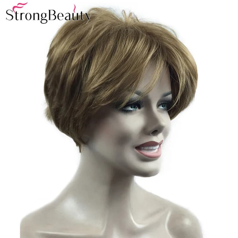 StrongBeauty Synthetic Wig Female Short Straight Wigs Cut Hairstyle Women Hair Many Colors
