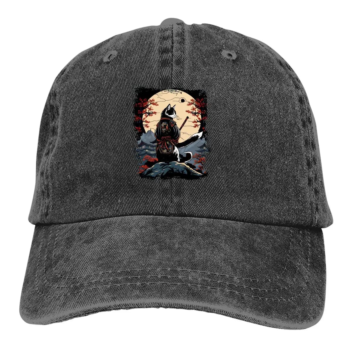 Japanese Cat Samurai Katana Catana Baseball Cap Men Hats Women Visor Protection Snapback Samurai Style Caps