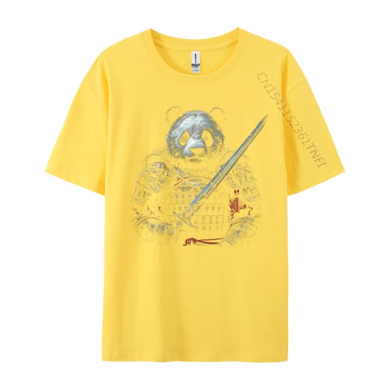 Samurai Warrior Panda Bear Japan Anime Art Design Casual O Neck Top T-Shirts Tops Shirt Loose Cotton Design Tees Printed On
