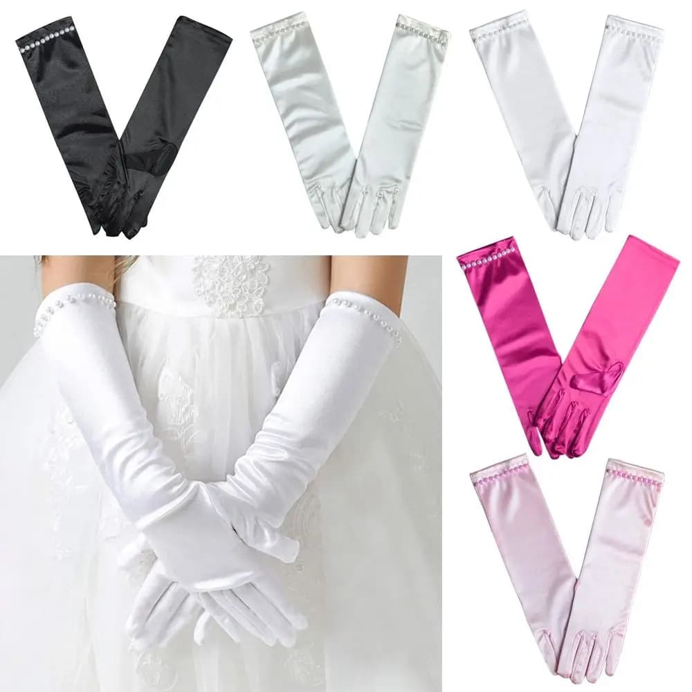 Skirt Accessories Children's Wear Children's Wedding Dress Full Finger Mittens Stage Gloves Wedding Gloves Princess Gloves