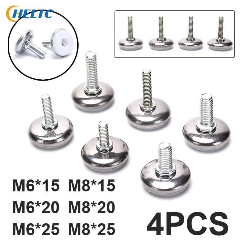 4Pcs Adjustable Steel Furniture Legs Anti-slip Base Table Cabinet Leg Pad Feet Leveler M6 M8 Screw Metal Furniture Foot Level