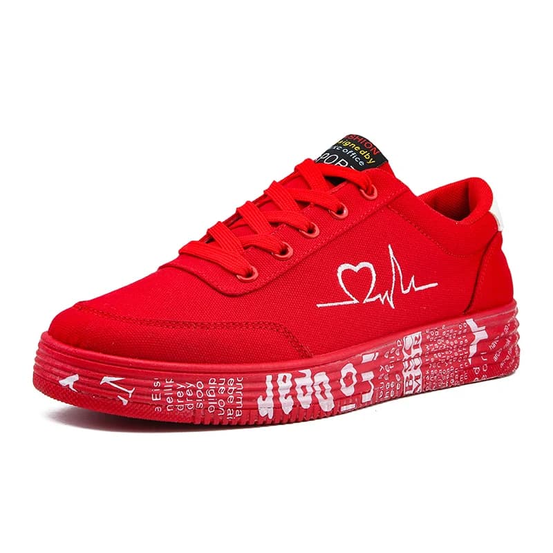 2023 Fashion Women Vulcanized Shoes Sneakers Ladies Lace-up Casual Shoes Breathable Canvas Red white Lover Shoes Graffiti Flat