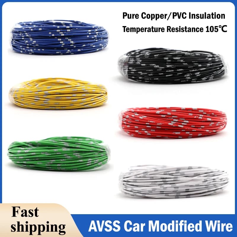 2 - 50M AVSS Car Modified Wire 22 20 18 16 14 13AWG Speaker Audio Cable OFC Oxygen-free Pure Copper Twisted Pair Power Cord Line