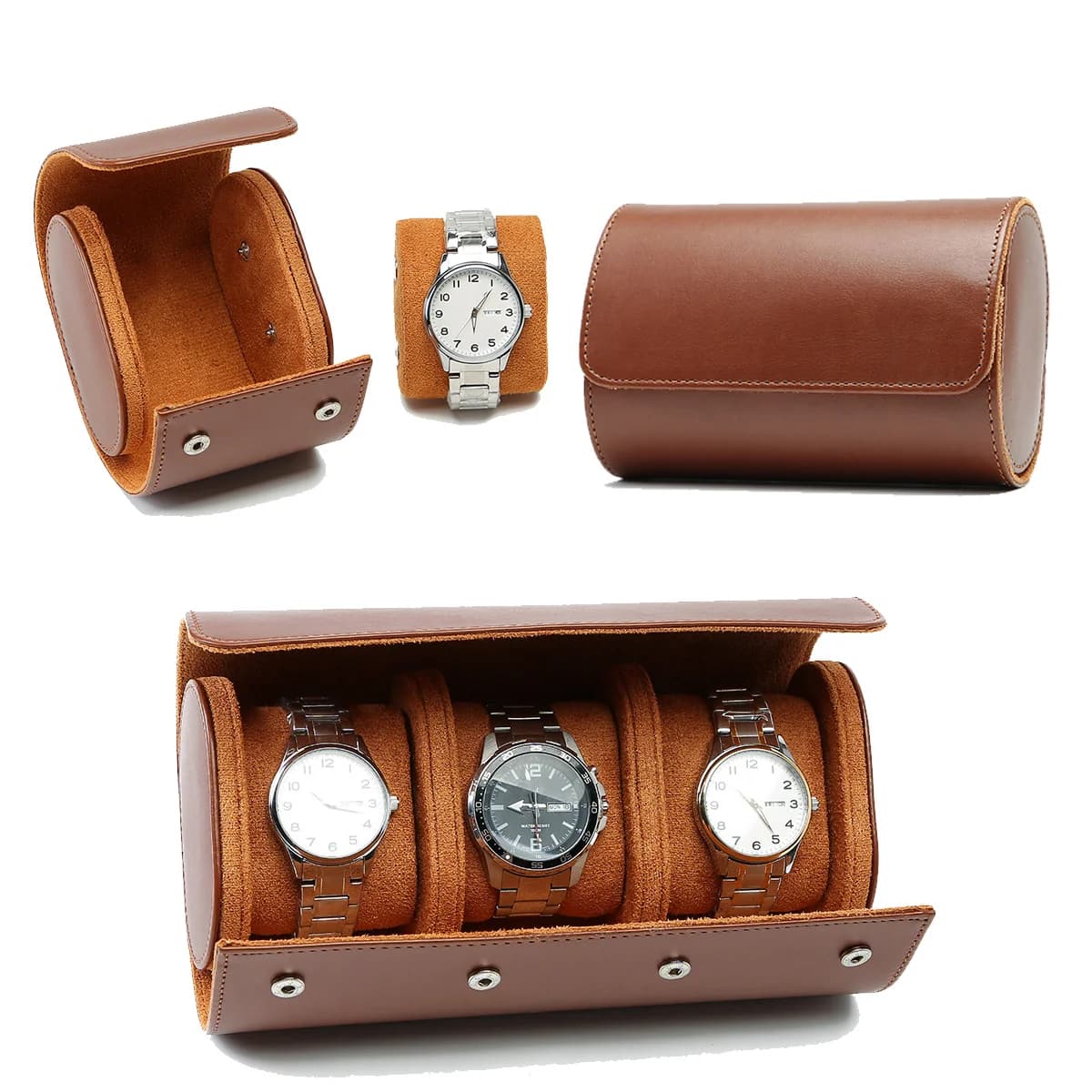 Watch Roll Travel Case 1/2/3-Slot Portable Vintage Leather Watch Display Case Storage Box Watch Organizers Men Christmas Gift