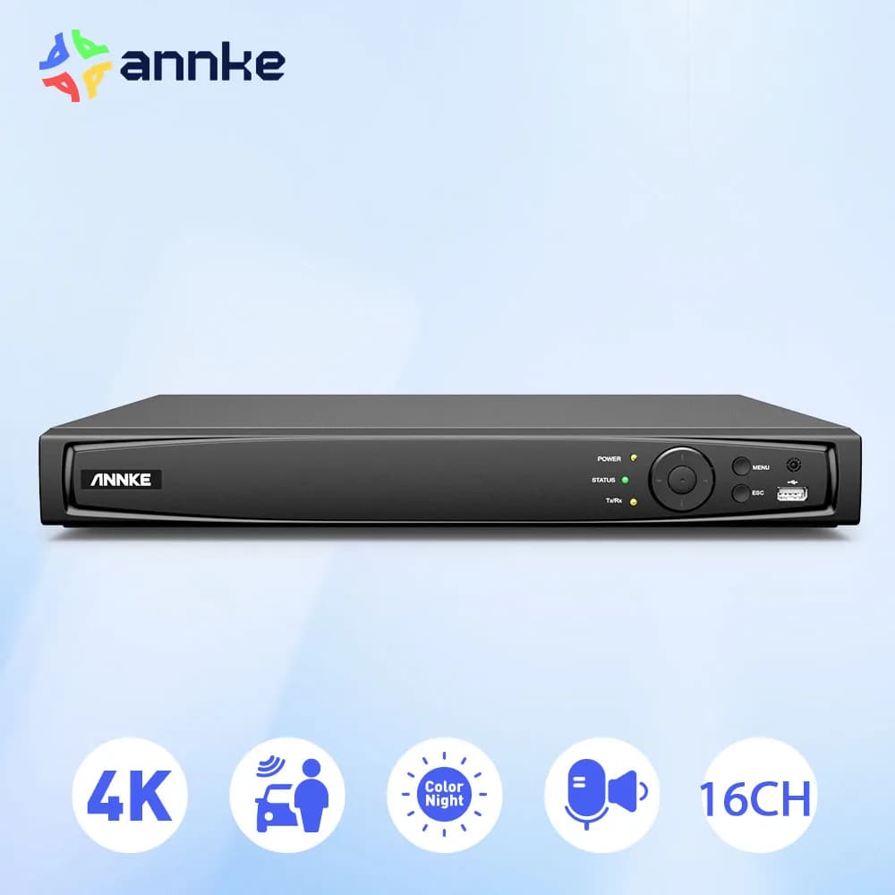 ANNKE 8MP 16CH POE Video Recorder 4K H.265+ NVR For POE 2MP 4MP 5MP 8MP IP POE Camera Home Surveillance Security Motion Detect