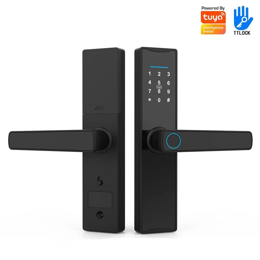 Wooden Fingerprint Doo Lock Tuya TTlock Bluetooth APP Remote Control Electronic Smart Door Lock For Home Apartment Rent House