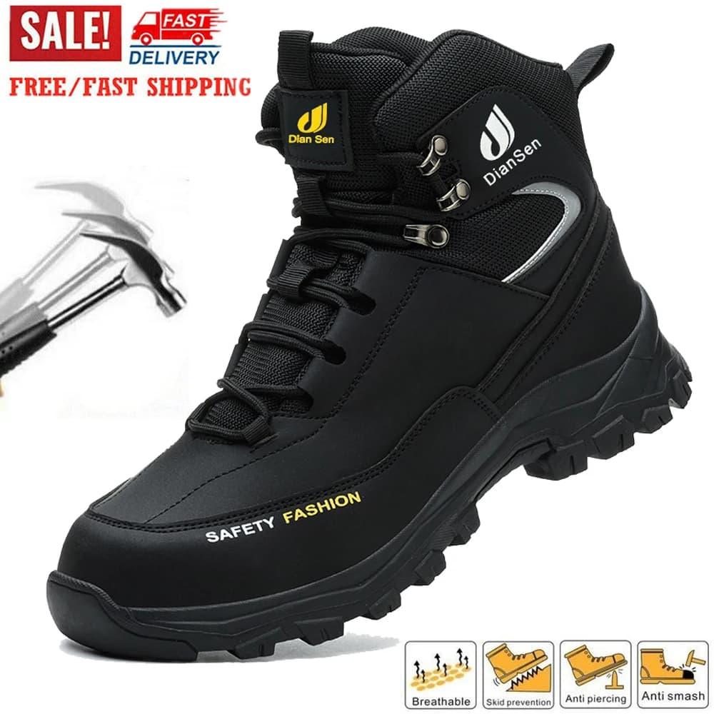 Safety Shoes Steel Toe Work Boots High Top Anti-Puncture Anti-smash Soft Work Sneakers Comfortable Boots Safety Shoes for Men