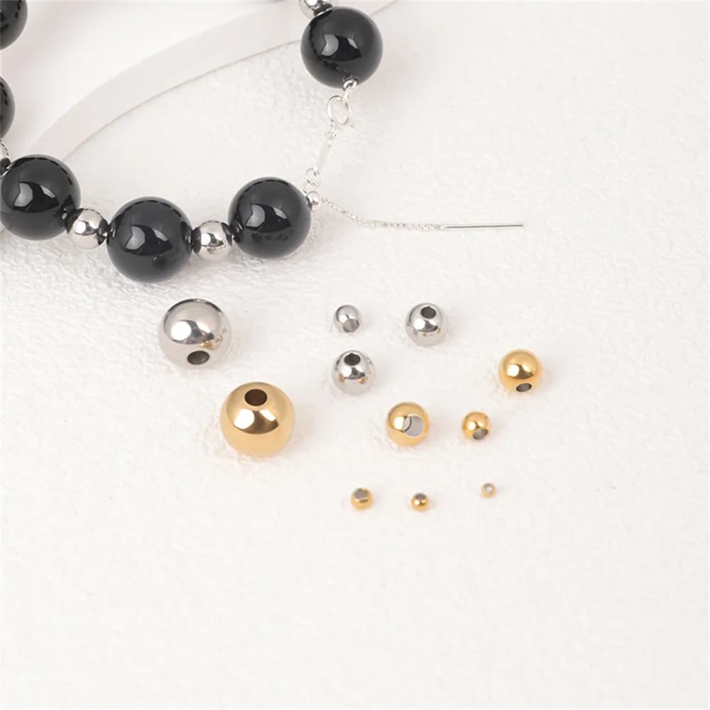 2-6mm Stainless Steel Beads Round Spacer Beads For DIY Jewelry Making Necklace Bracelet Crafts Accessories Wholesale Supplies