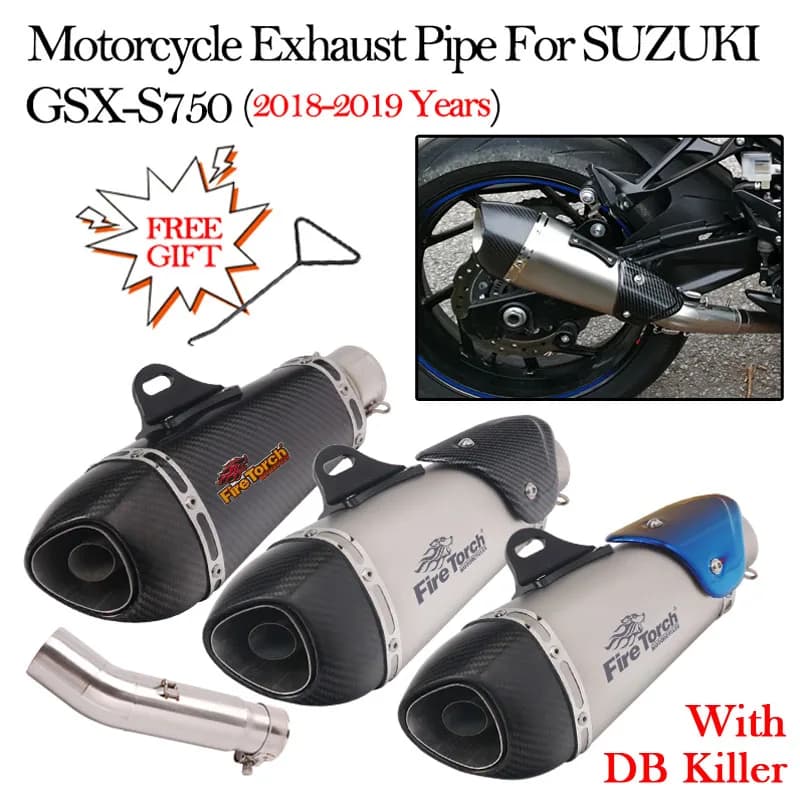 Slip on Motorcycle Exhaust Modify Carbon DB Killer Muffler Escape Middle Connection Link Pipe For GSX S750 GSX-S 750 2018 2019