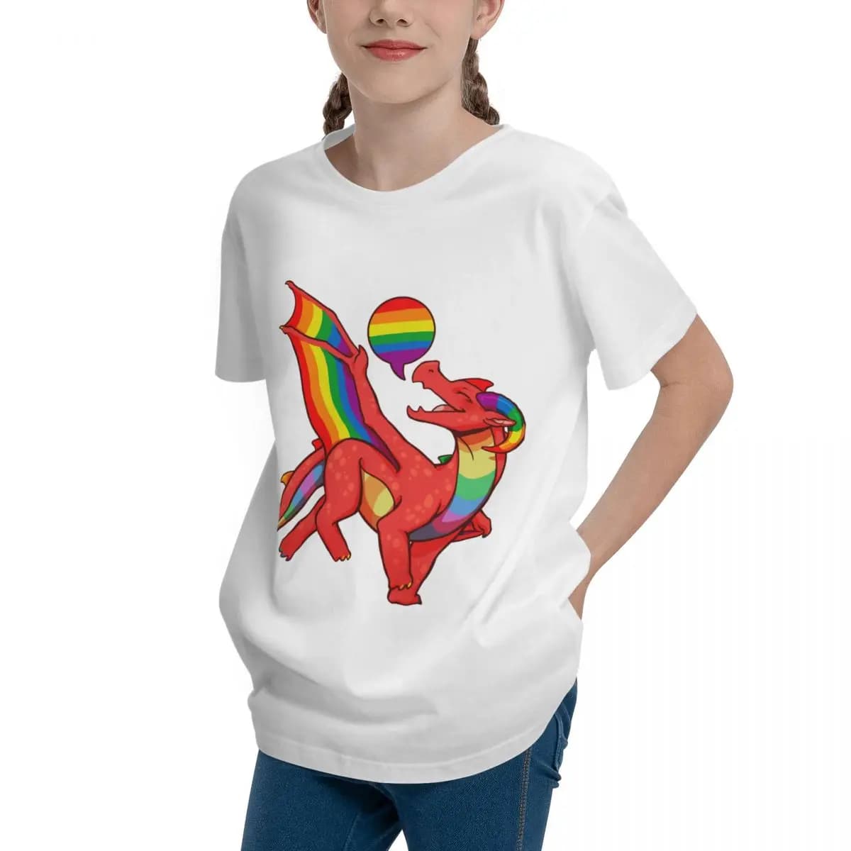 Gay Pride Flag Dragon (2nd Edition) For Y High quality Top tee Novelty Joke Home Harajuku Adolescents T-Shirt