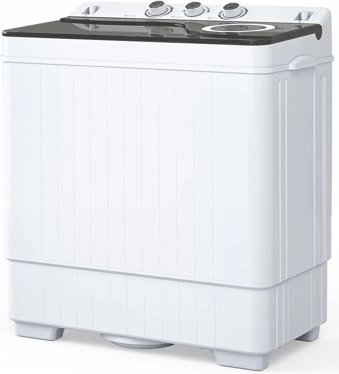 26lbs Compact Twin Tub Portable Washing Machine, Mini Washer(18lbs) & Spiner(8lbs) / Built-in Drain Pump/Semi-Automatic