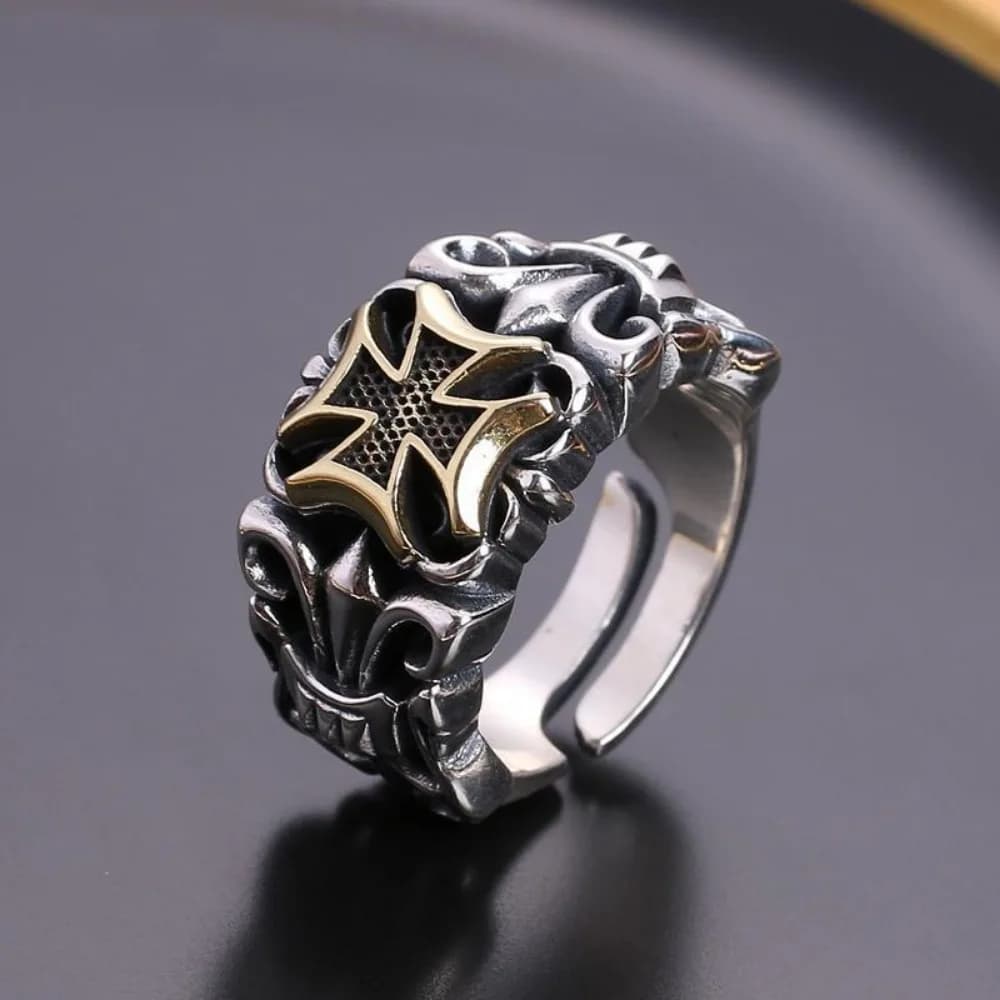 New Punk Large Cross Ring Adjustable Size Fashion Men's Personalized Design Jewelry Street Retro Gothic Trend JewelryAccessories