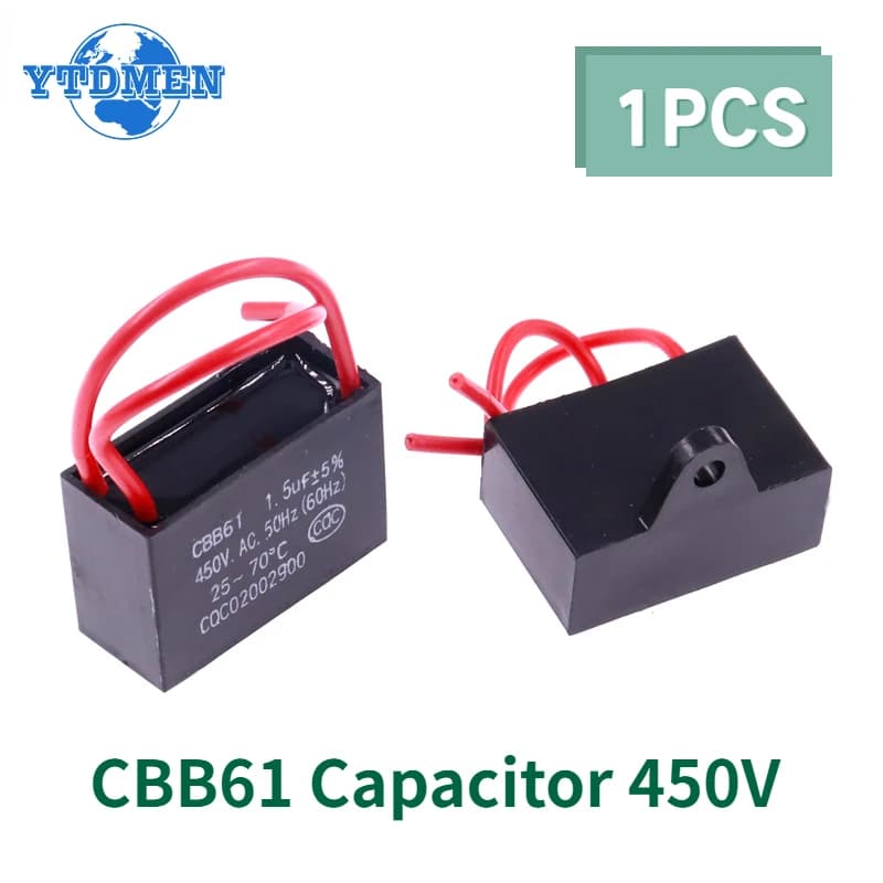 CBB61 Capacitor 450vac Fan Starting Capacitor 450V Fan Capacitors 1UF/1.2UF/1.5UF/2UF/2.5UF/3UF/4UF/5UF/6UF/10UF