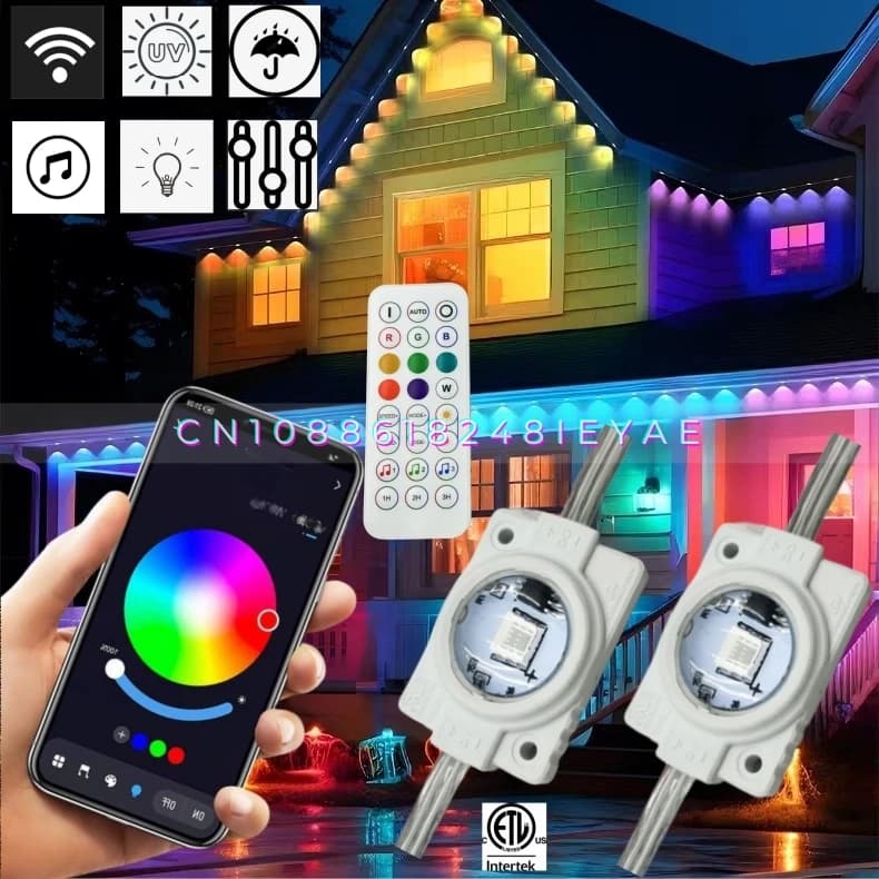 108FT Smart RGB LED Permanent Outdoor Eave Light 72LEDs Remote APP Voice Control Christmas Holiday Decoration LightIP67
