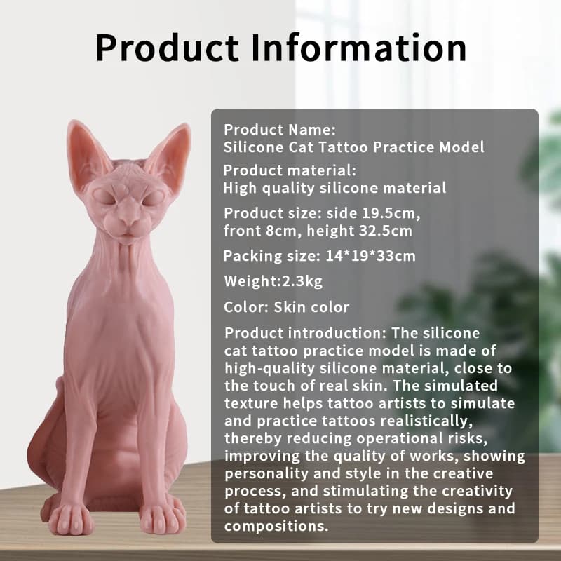 New Tattoo Silicone Model Silicone Sphinx Cat Tattoo Works Show Silicone Cat Ornaments for Tattoo Artists