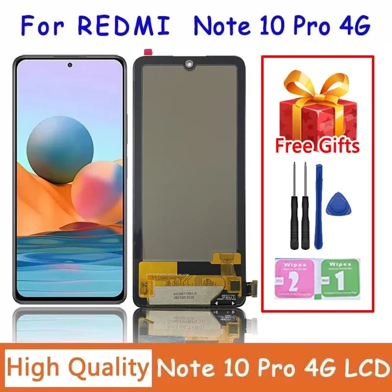 6.67" AMOLED For Xiaomi Redmi Note 10 Pro Display LCD Touch Screen with Frame For Redmi Note10Pro M2101K6G Display Replacment