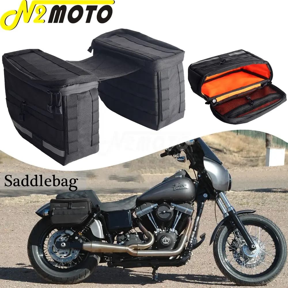 Essential Saddlebag For Harley Dyna Sportster XL 883 1200 Softail Fat Bob Custom Classic Thug Club Style Side Storage Saddle Bag