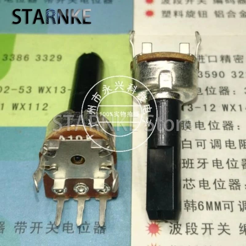 3PCS 1212 121 Type A10K A103 Single Vertical 3 Pin Half Shaft Length 20MM Audio Power Amplifier Volume Potentiometer 10K Ohm