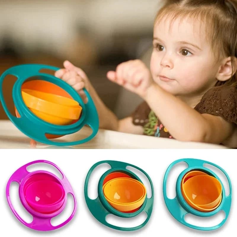 Baby Feeding Bowl Gyro Bowl 360 Degree Rotation Spill Resistant Feeding Dishes for Baby Training Children Spill-Proof