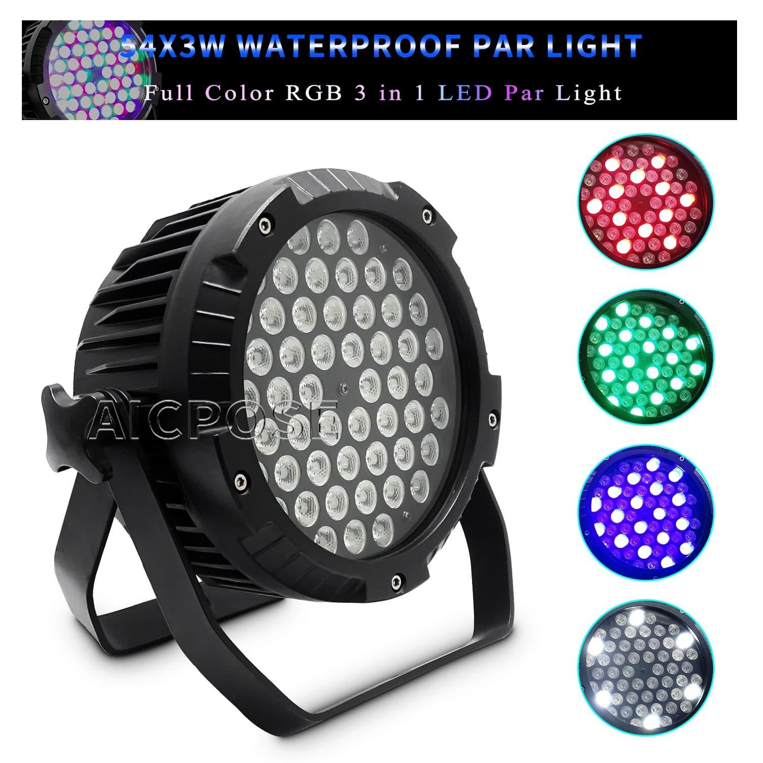 4-10pcs/54x3W RGB 3 in 1 Outdoor Waterproof Par Light RGBW LED Color Stage Light DMX512  Professional DJ Disco Stage Lighting