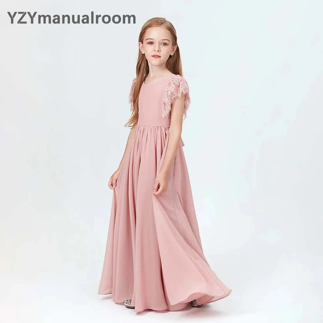 YZYmanualroom Chiffon Flower Girl Dresses For Wedding Elegant Concert Formal Party Banquet Junior Bridesmaid Gown/ Custom Made
