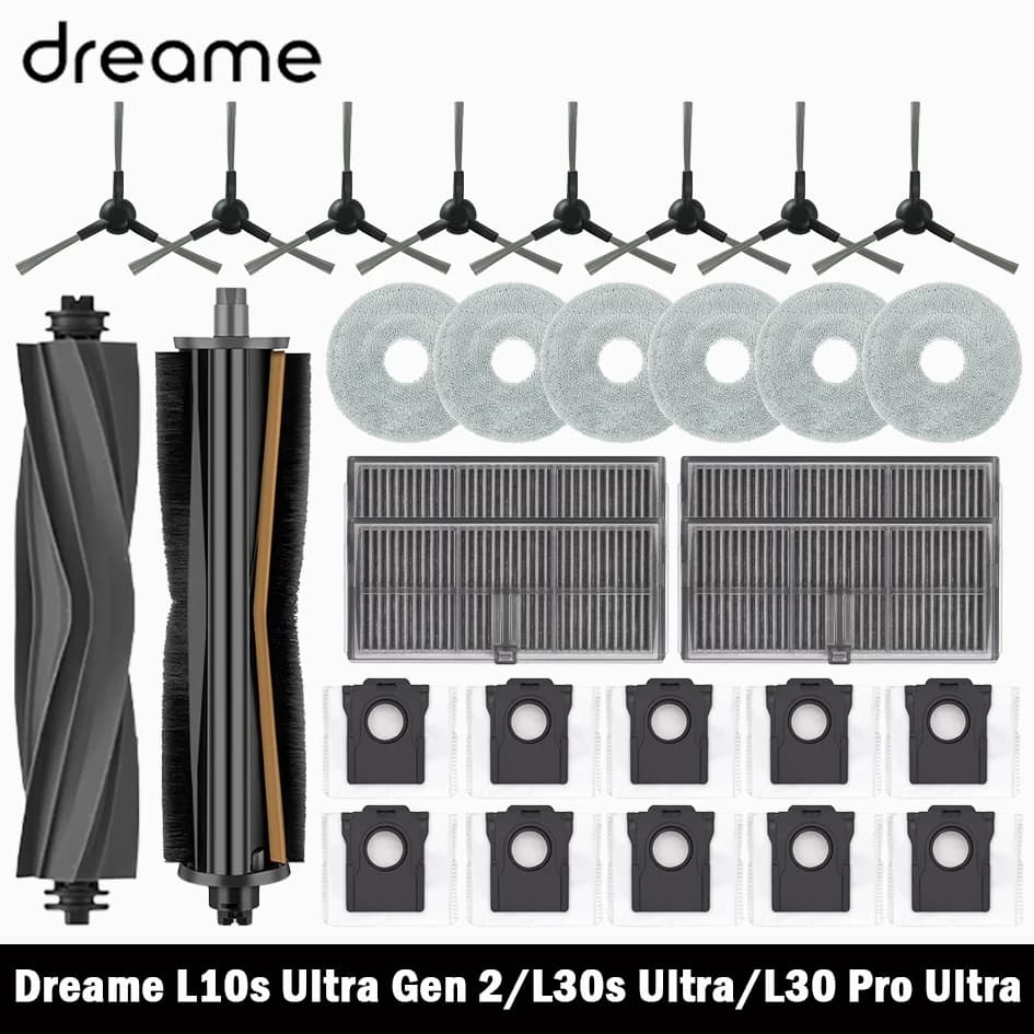 Dreame L30s Ultra, Dreame L10s Ultra Gen 2 Vacuum Parts Main Roller Side Brush Hepa Filter Mop Cloth Dust Bag