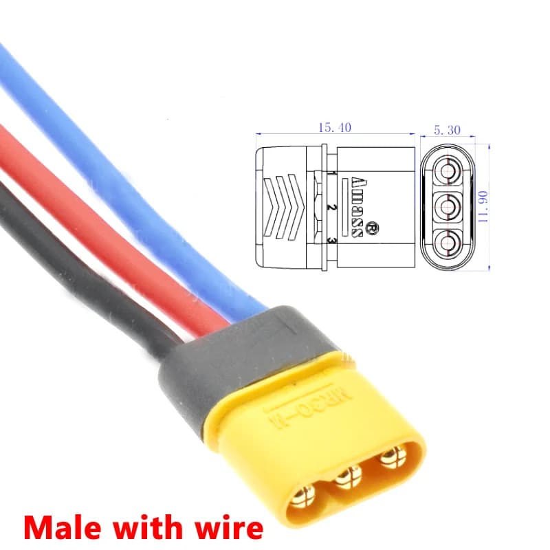 MR30 M/F With wire Male Female High Current Connector Plug with Sheath 18AWG for RC Lipo Battery RC Multicopter Airplane model