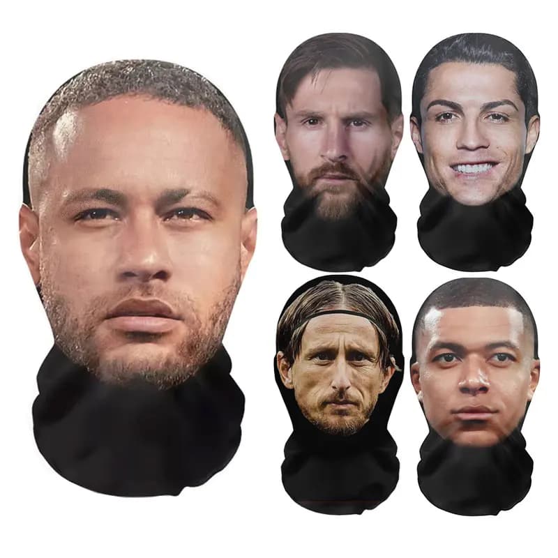 3D Printed Masks Ball Game Star Neymar Pattern Mesh Face Mask Party Cosplay Props ﻿Funny Celebrity Balaclava Head Covers
