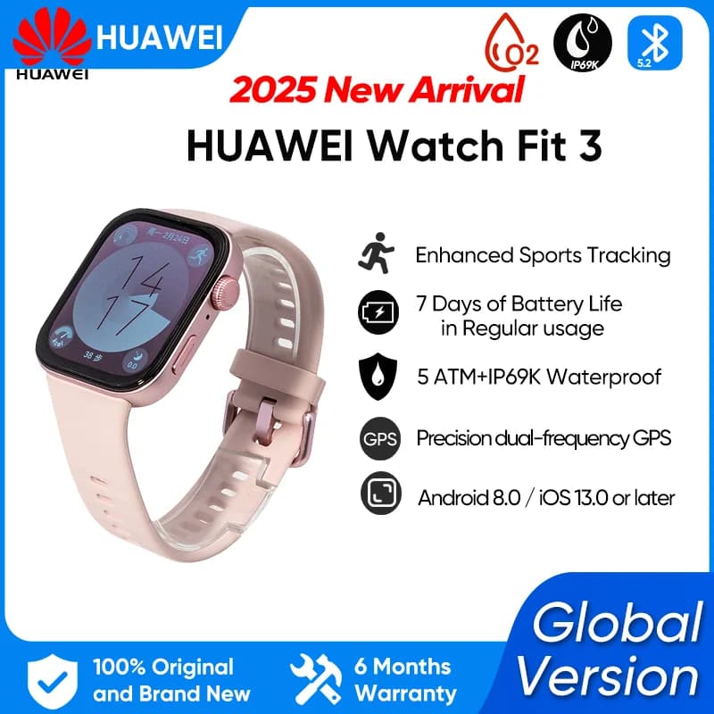 HUAWEI Watch Fit 3 Smartwatch 1.82'' AMOLED Display Ultra Slim Design Upgraded Health Management huawei watch fit 3 سوار