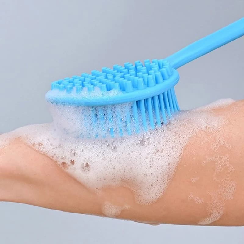 1pc Long Handle Bath Brush Silicone Bath Brush Back Ball Brush Bathroom Body Brushes Mud Back Scrubber Shower Massage Brush