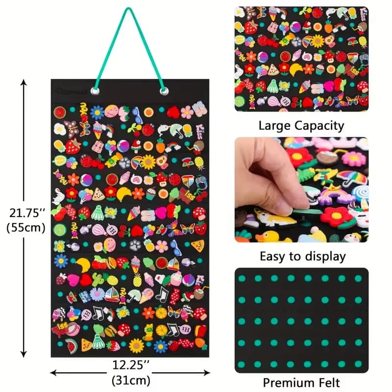Shoe Charms Organizer With 100/180 Holes, Hanging Shoe Charm Holder, Shoe Decoration Clog Charms Display