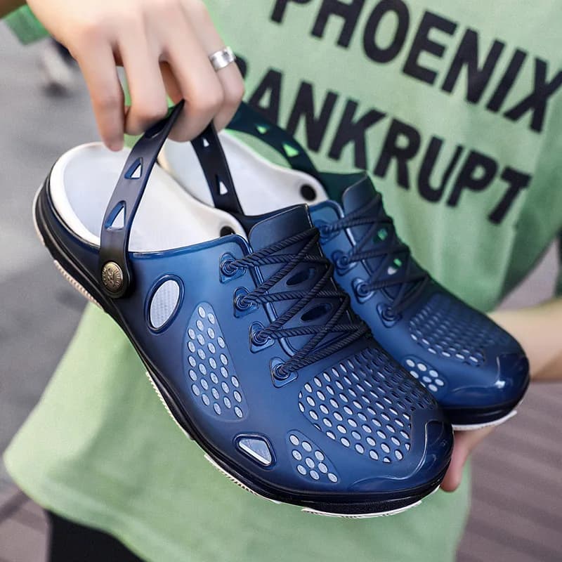 Summer Men's Barefoot Sandals Jelly Headed Beach Shoes Slippers Travel Vacation Seaside Sports Wading Shoes Thick Sole, Non Slip