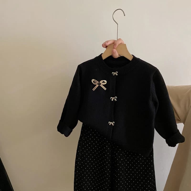 Sweater Cardigan Pants Girls College Style Autumn Fashionable Classic Bow Knitting Polka Dot Tide Sweet Cute