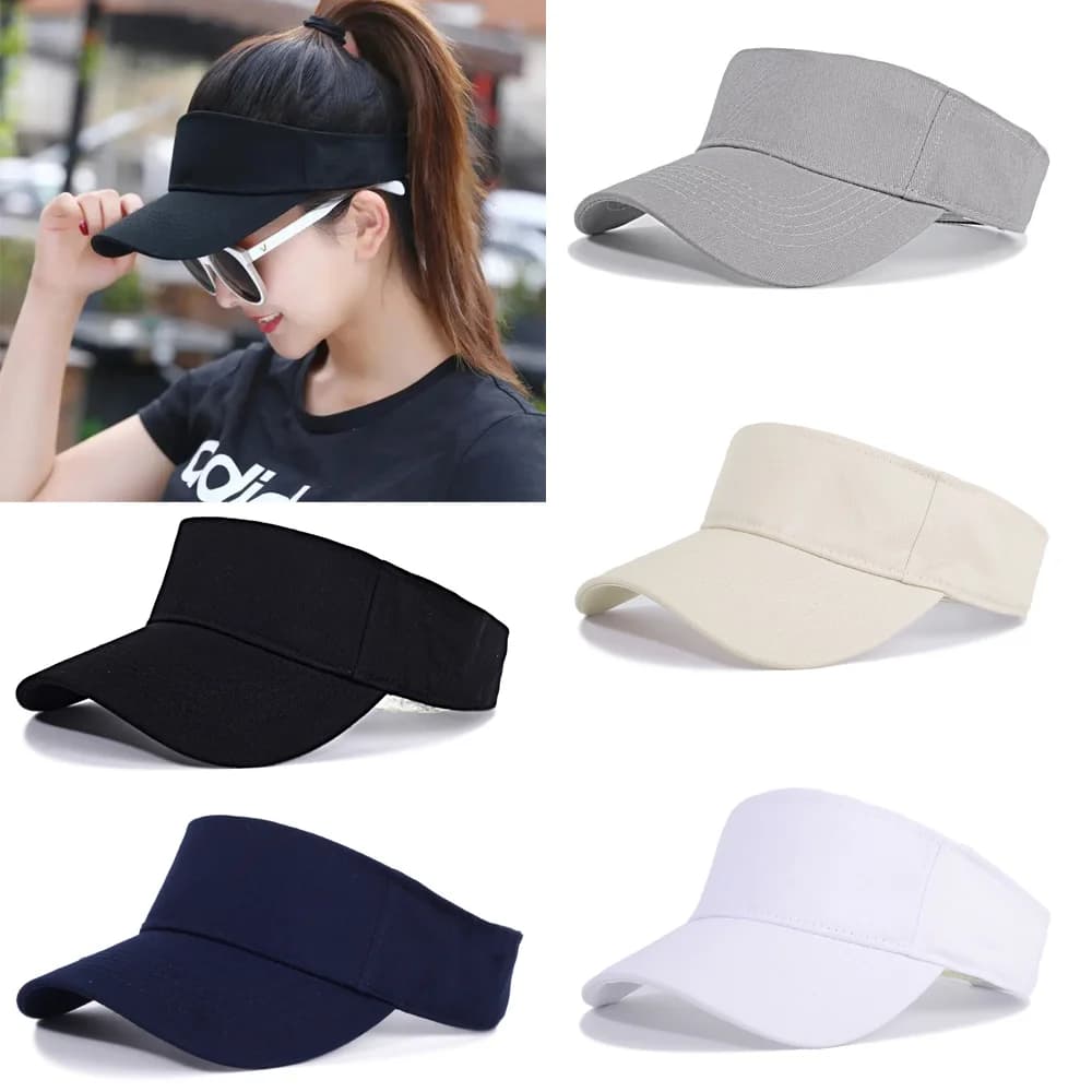 Summer Sun Hats Men Women Cotton Adjustable Visor UV Protection Top Empty Solid Sport Tennis Golf Running Sunscreen Baseball Cap