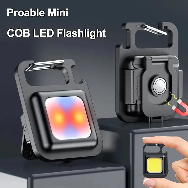 Mini LED Keychain Flashlight COB Night Light Portable USB Charging Camping Lamps For Work Outdoor Hiking Fishing Lighting Torch