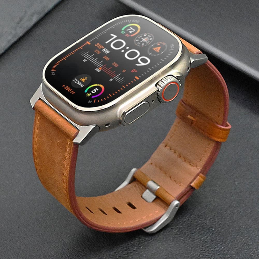 Luxury Genuine Leather Band For Apple Watch Ultra 49mm Mens Strap For iWatch Series 9 8 7 45mm 41mm 6 5 4 se 44mm 42mm Bracelet