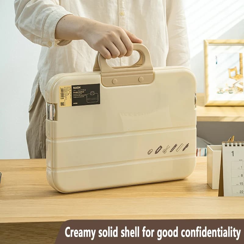 Portable File Box Plastic Transparent Pencil Case A4 Folder with Lock Handle Documents Stationery Storage Case Office Organizer