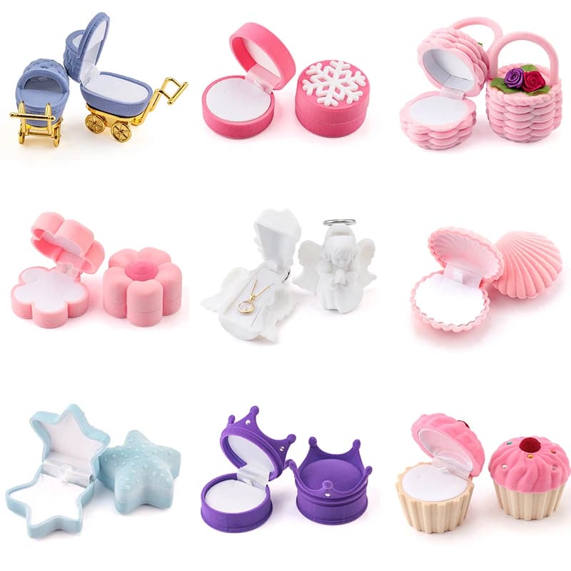 1 Piece Lovely Velvet Jewelry Box Container Wedding Ring Box for Earrings Necklace Bracelet Display Gift Box Holder 16 styles