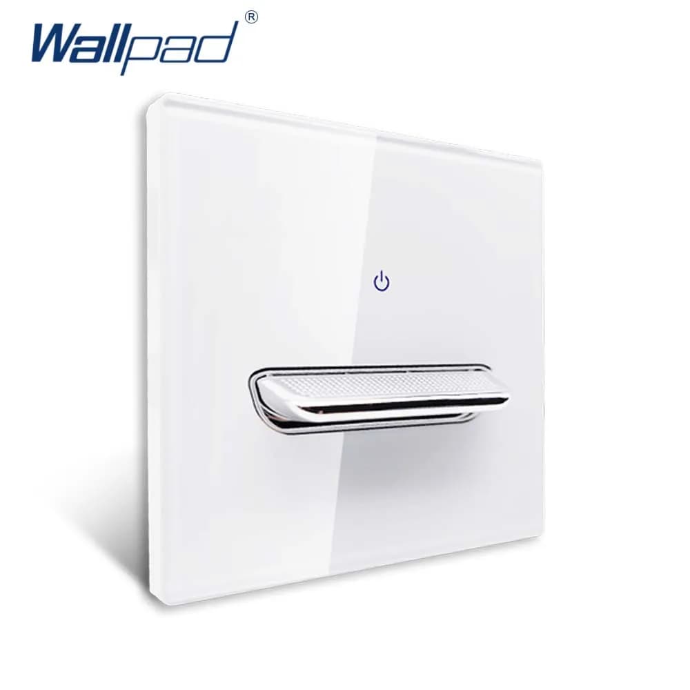 Wallpad White Glass Panel Silver Toggle Button With Blue LED Indicator Wall Light Switch and Socket Electric Outlet