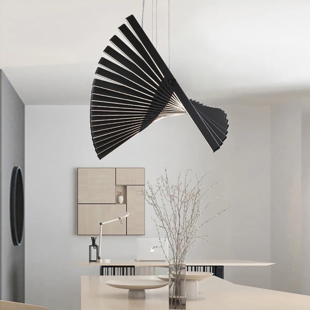 Chandelier Minimalist Design Creative Atmosphere LED Fishbone Hanging Lamp Strip Changeable Piano Shape Chandelier for Bedroom