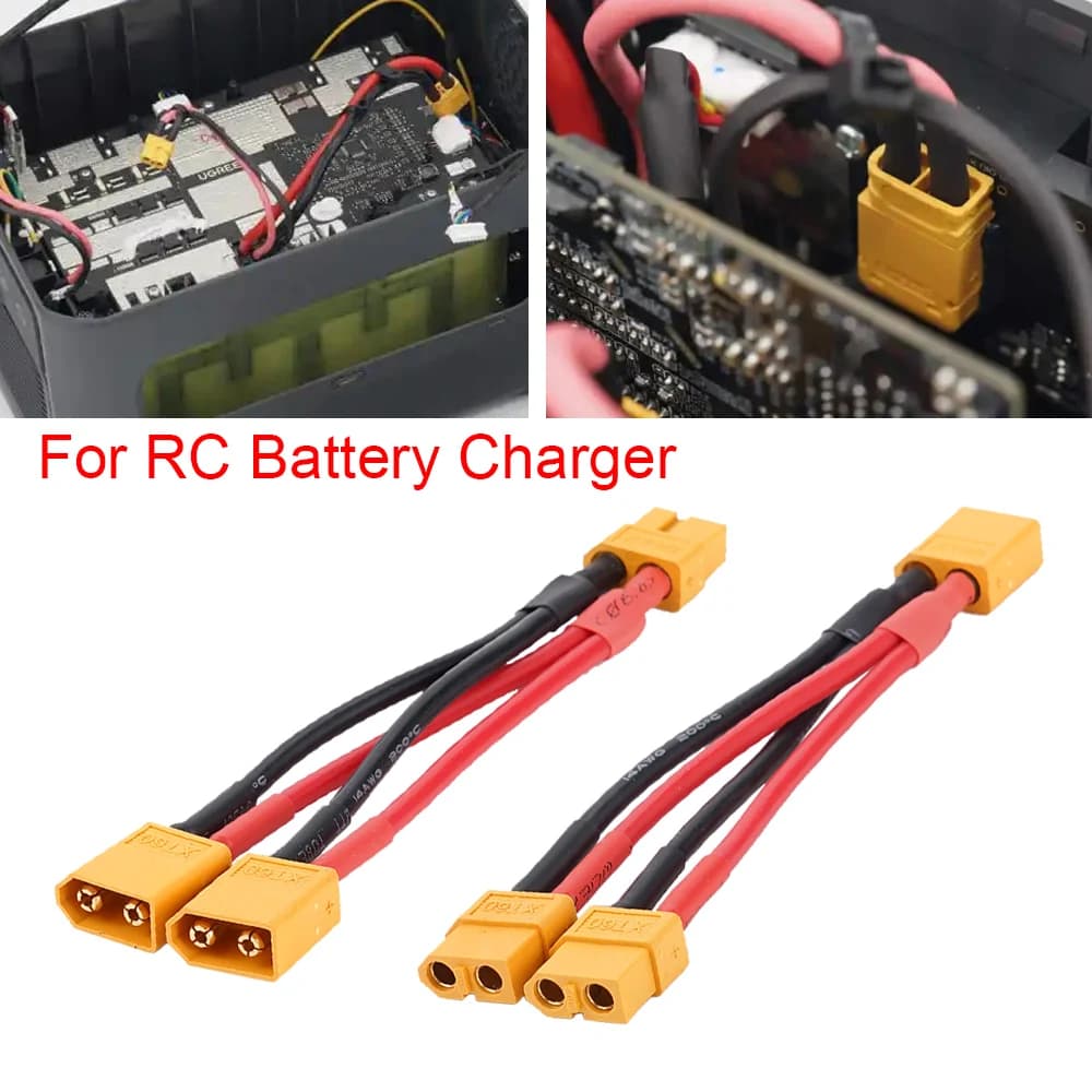 XT60 Male Female 3-Way Parallel Connector 14AWG High Current Silicone Wire Y Splitter for Battery Charger Motor Drone RC Models