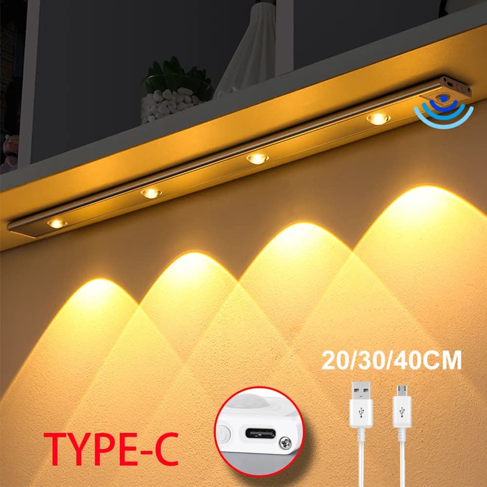 Aluminum Motion Sensor Light USB Wireless Night Light  Wine cooler Light For Kitchen Cabinet Bedroom Wardrobe Indoor Lighting