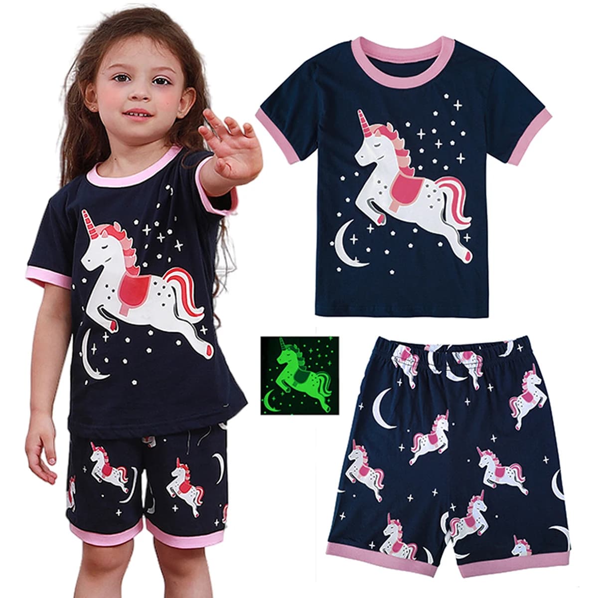 Girls Pajamas Sets Kids Unicorn Pyjamas Toddler Summer Sleepwear Cartoon Birthday Gift Nightwear Clothes 2-10 Years