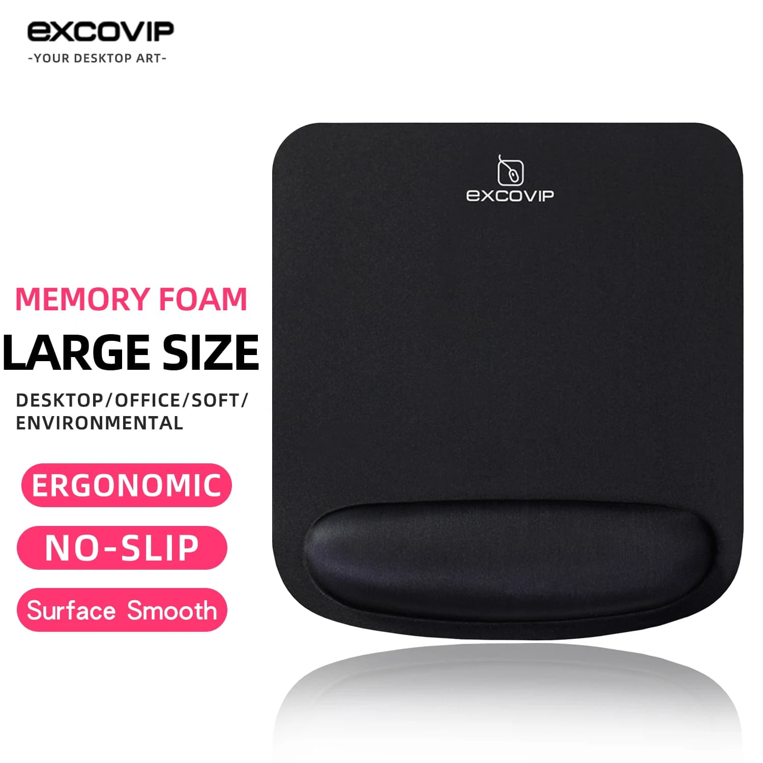 EXCO Mouse Pad with Memory Foam Wrist Support Rest Ergonomic Comfortable Office Mousepad Non-Slip Rubber Base for Computer Home
