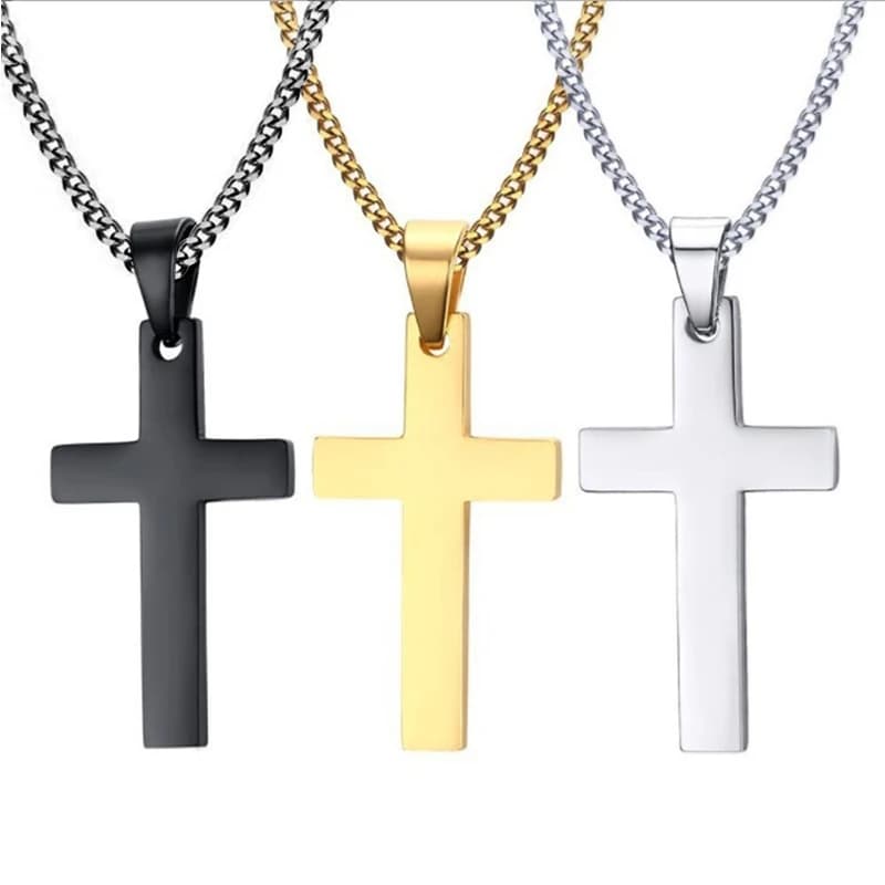 Fashion Stainless Steel Cross Pendant Necklace For Women Men Link Chain Charm Necklace Cool Boys Girls Punk Hip Hop Jewelry Gift