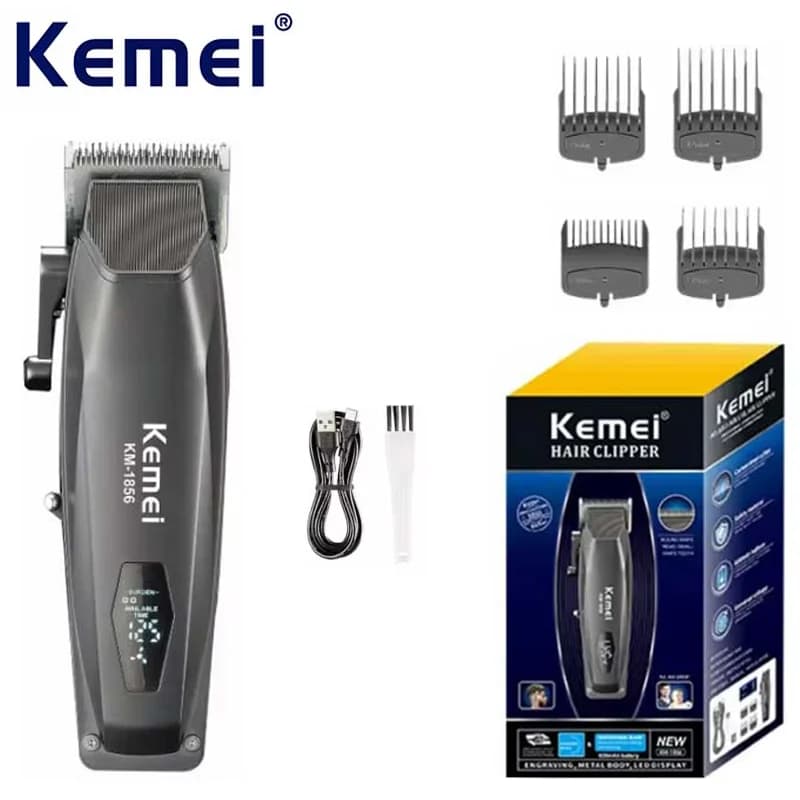 Kemei KM-1856 Electric Rechargeable Best Hair Trimmer Professional Cordless Barber Hair Clipper Trimmer