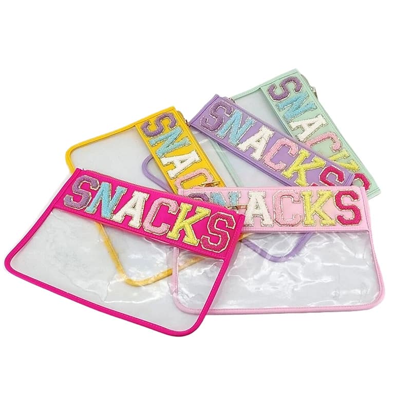 Transparent PVC Embroidery Cloth Stickers Travel Waterproof Cosmetic Bag Creative Letters Patch Handheld Makeup Organizer